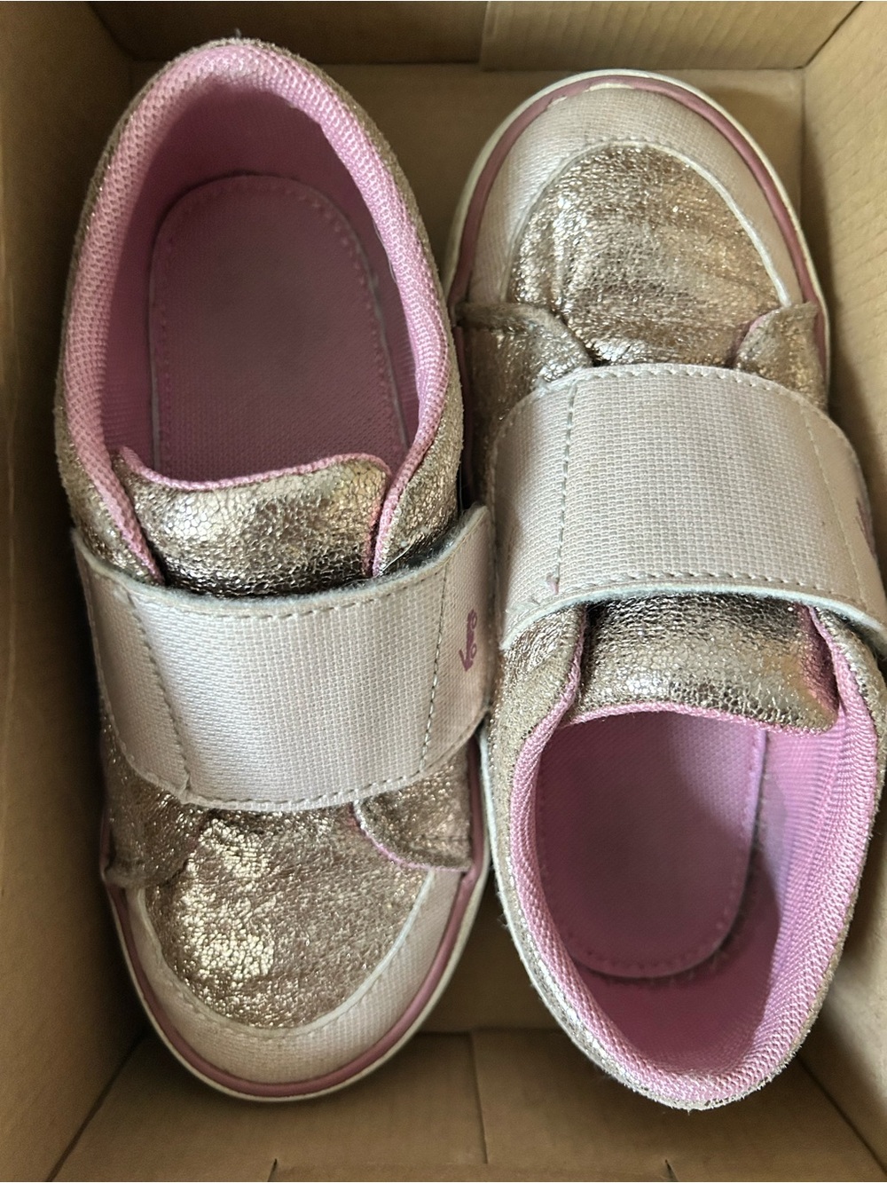 See Kai Run Metallic Rose Gold & Pink Hook-and-Loop Sneakers